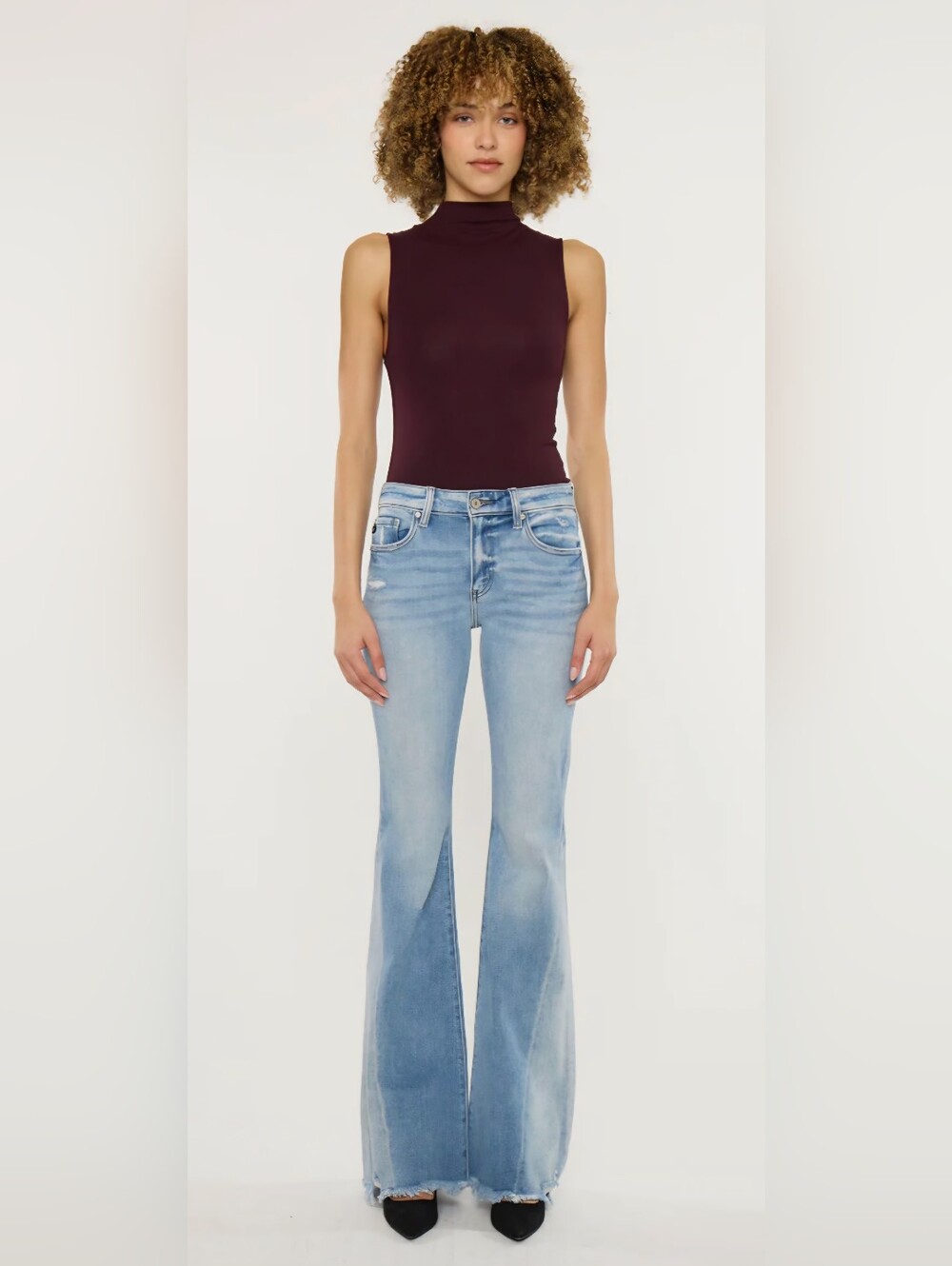 KanCan Mid Rise Medium Contrast Wash Flare Jeans Vintage Style Stretch 7/27 NEW - Picture 3 of 12